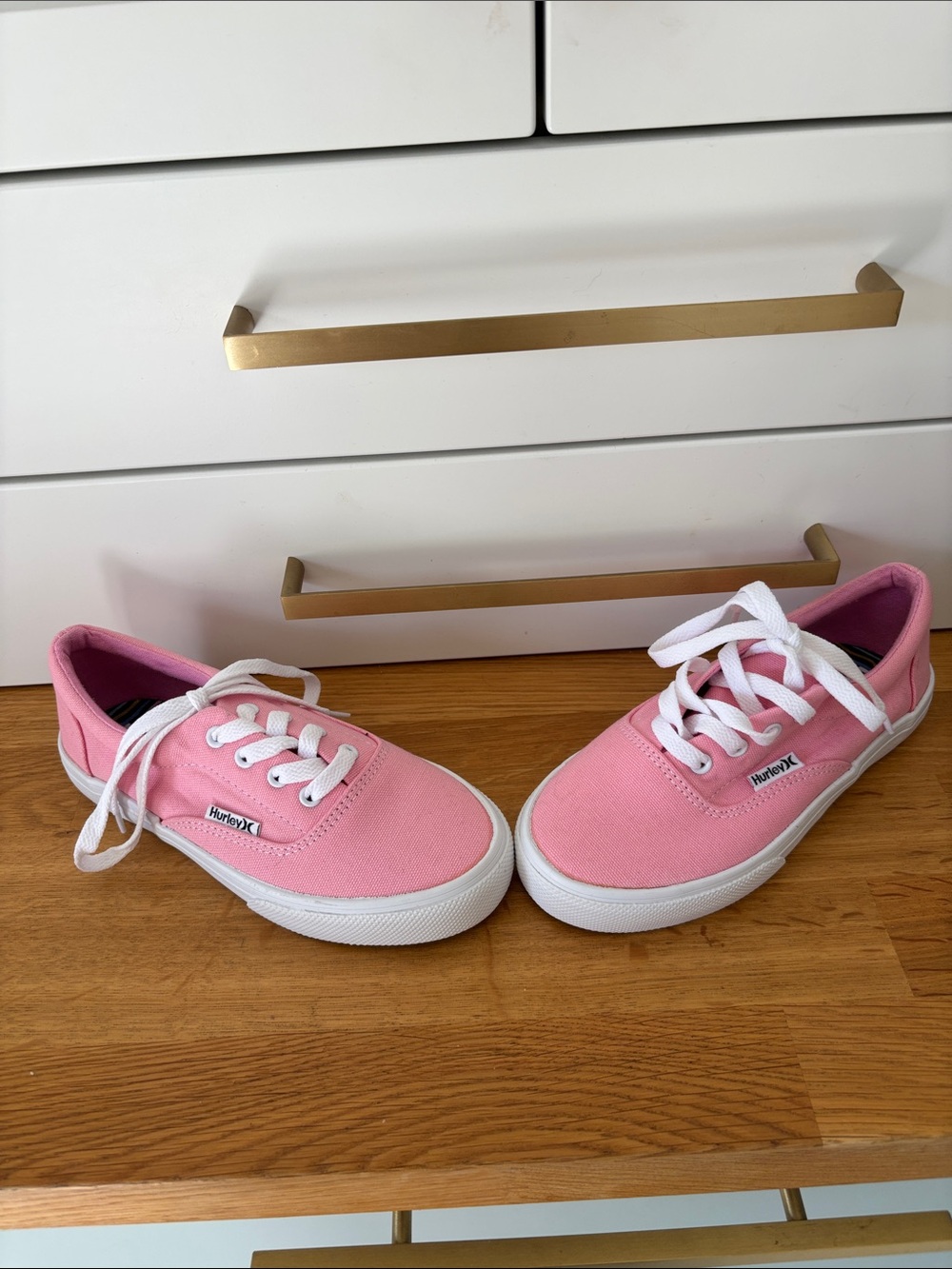 Hurley Pink Canvas Kids Sneakers with White Laces